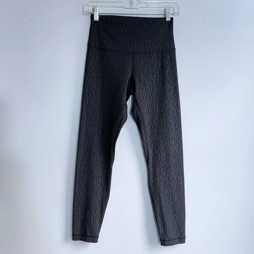 Lululemon Align High Rise Pant 25" Segment Emboss Black Leggings 6 Nulu W5DUYS - Picture 11 of 15